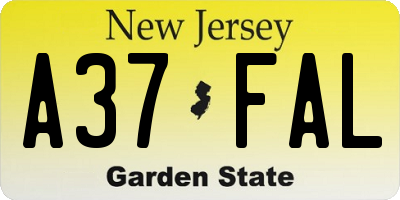 NJ license plate A37FAL