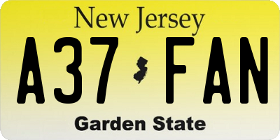 NJ license plate A37FAN