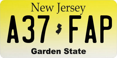 NJ license plate A37FAP