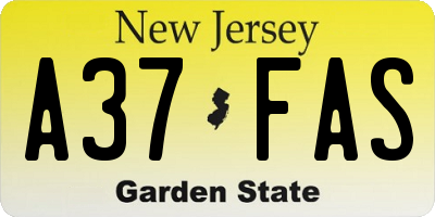 NJ license plate A37FAS