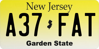 NJ license plate A37FAT