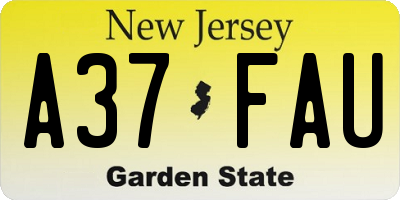 NJ license plate A37FAU