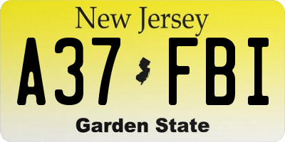 NJ license plate A37FBI