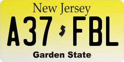 NJ license plate A37FBL