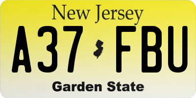 NJ license plate A37FBU