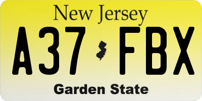 NJ license plate A37FBX
