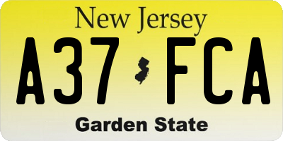 NJ license plate A37FCA
