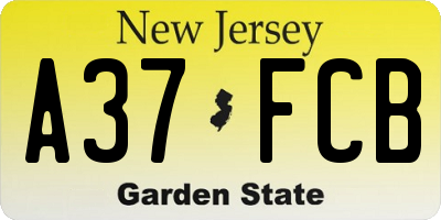 NJ license plate A37FCB