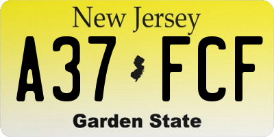 NJ license plate A37FCF