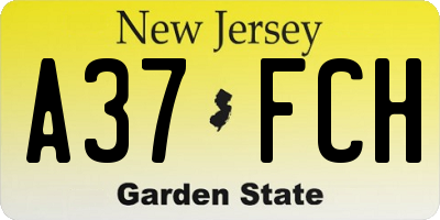 NJ license plate A37FCH