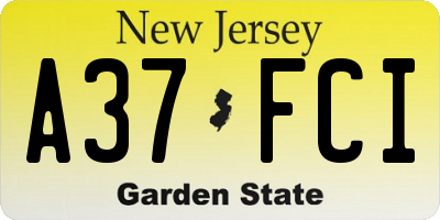 NJ license plate A37FCI
