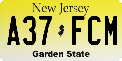 NJ license plate A37FCM