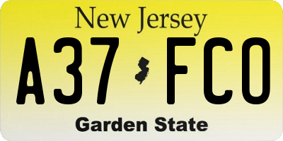 NJ license plate A37FCO