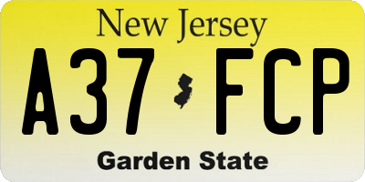 NJ license plate A37FCP