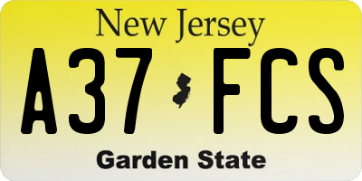 NJ license plate A37FCS
