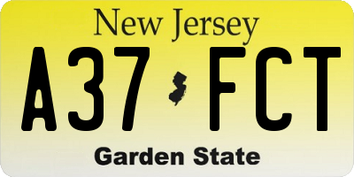 NJ license plate A37FCT