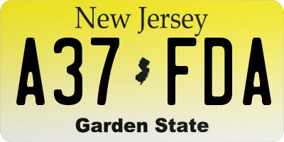 NJ license plate A37FDA