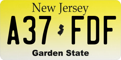 NJ license plate A37FDF