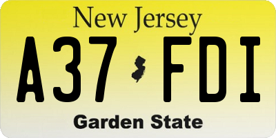 NJ license plate A37FDI
