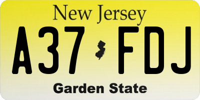 NJ license plate A37FDJ