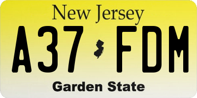 NJ license plate A37FDM