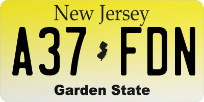 NJ license plate A37FDN
