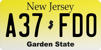 NJ license plate A37FDO