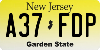 NJ license plate A37FDP