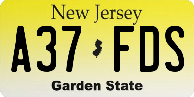 NJ license plate A37FDS