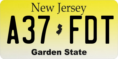 NJ license plate A37FDT