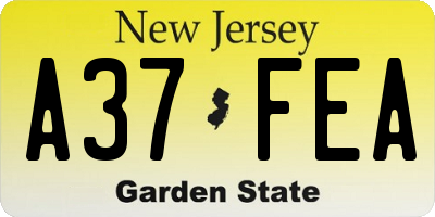 NJ license plate A37FEA