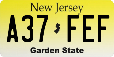 NJ license plate A37FEF