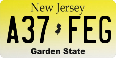 NJ license plate A37FEG