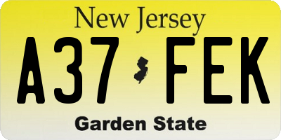 NJ license plate A37FEK