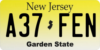 NJ license plate A37FEN