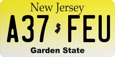 NJ license plate A37FEU