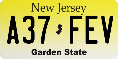 NJ license plate A37FEV
