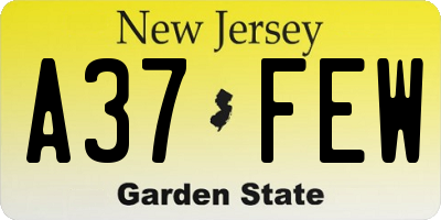 NJ license plate A37FEW