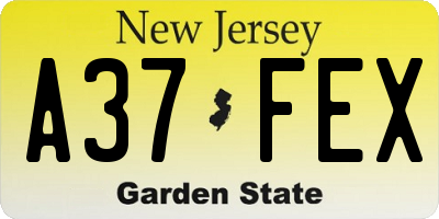 NJ license plate A37FEX