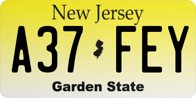 NJ license plate A37FEY