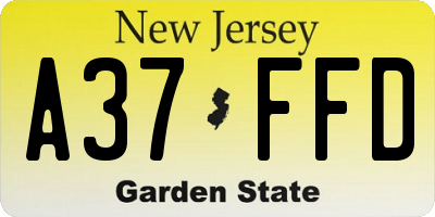 NJ license plate A37FFD