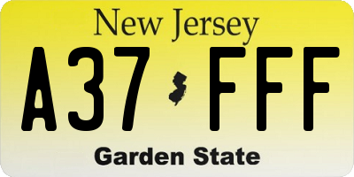 NJ license plate A37FFF