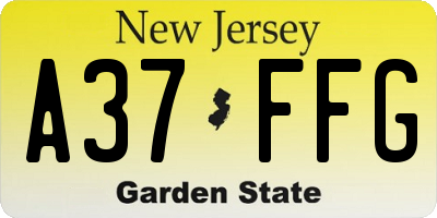 NJ license plate A37FFG