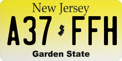 NJ license plate A37FFH