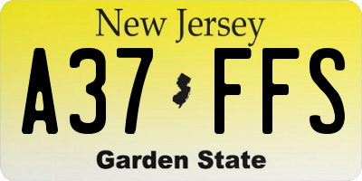 NJ license plate A37FFS