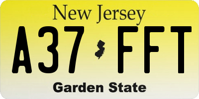 NJ license plate A37FFT