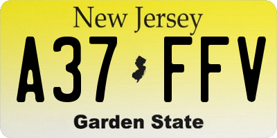 NJ license plate A37FFV