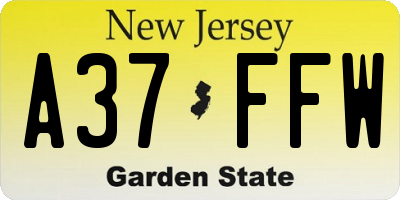 NJ license plate A37FFW