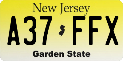 NJ license plate A37FFX