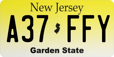 NJ license plate A37FFY